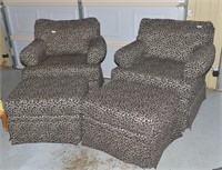 Upholstered Chairs with Matching Ottomans