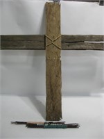 42"x 41.5" Wood Cross & 22" Decoration W/Stones