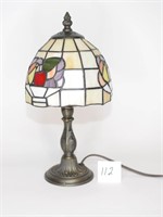 Small Metal Lamp w/Stained Glass