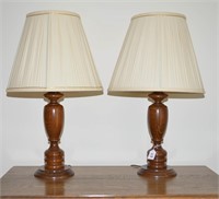 Matching Pair of Wooden Lamps w/Shades