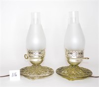 Matching Pair of Vintage Glass Lamps