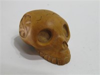 Carved Boxwood Netsuke Skull Signed