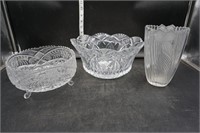 Pressed Glass Bowls & Vase