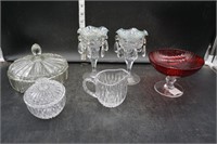 Glass Creamer, Sugar, Covered Candy & More