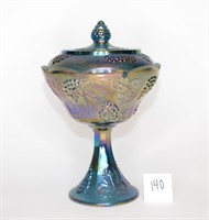 Carnival Glass Compote with Lid