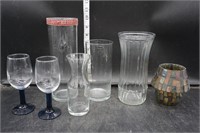 Clear Glass Vases & Mosaic Candle Holder