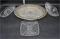 Silverplate Tray, Glass Divided Dish & More