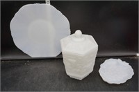 White Glass Canister, Tray & More