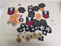 Lot of Vintage Military Pins, Patches & Belt