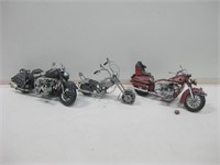 Three 10" Motor Cycle Decorative Models