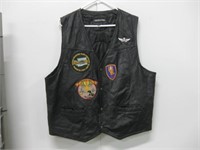 Leather Motorcycle Vest W/Patches Size 4XL