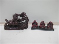 Two Resin Asian Statue Figurines Largest 8"x 5"