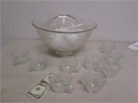 Local P/U Only Vintage Glass Punch Bowl w/