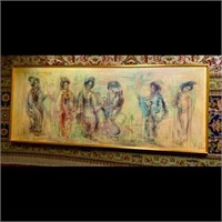 Hibel dancing women art beautiful goldleaf frame