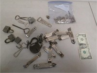 Lot of Vintage Locks, Keys & Bottle Openers