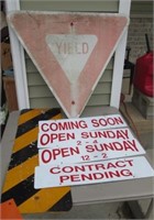 Lot of Metal Signs - Road Yield Sign & More