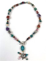 Sterling & Colorful Stone Western Saddle Necklace