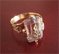 Ladies 14k Vintage Style Quartz Ring