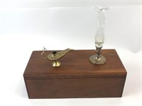 Fisher Sterling Weighted Lamp, Brass Lamp, Box