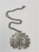Reed & Barton Pewter Peacock Necklace 23"