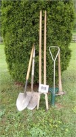 2 Shovels, Post Hole Digger, Tulip Planter, Pick