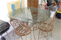 Glass table rod iron Chairs