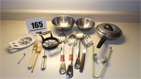 Lg. Serving Spoons, SS Mixing Bowls & Pan, Misc.