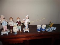 Porcelain figurines, Delft, trinket boxes, mini
