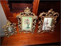 3 Brass metal  Frames largest is 9"x 12"