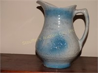 Vintage Salt Glaze blue stoneware pitcher 9"t