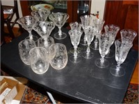 Cambridge Rosepoint Etched Stemware 15+ pcs. some