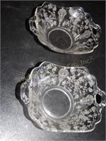 Cambridge Rosepoint Etched 2 bowls 6"