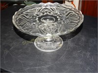 Glass Pedestal  Cake Plate 9"d x 4"t