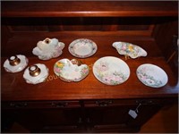 8 pc. Porcelain- Gold trimmed serving dishes,