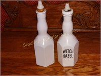 2 Vintage Milk Glass cruet bottles 9"t