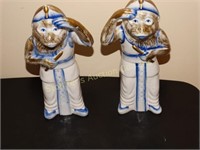 2 Porcelain monkeys marked Sadek 10"t