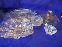 3 Glass Serving Bowls & 2 Glass Platters