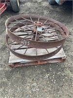 2 ANTIQUE STEEL WHEELS