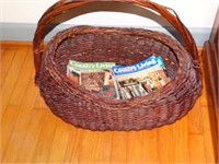 Large Wicker Basket w/Country Living Magazines
