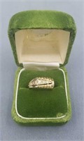 14k Yellow Gold & Diamond Pinky Ring Sz 6. Total