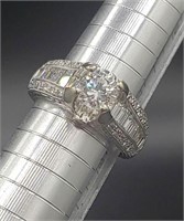 14k White Gold Diamond Engagement Ring . 8.8 G