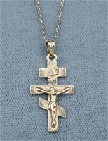 14k Yellow Gold Crucifix On 16" 14k Chain 2.0g