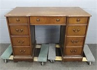 Vintage Wooden Desk - 9 Drawer