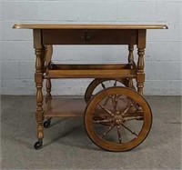 Vintage Wooden Drop Leaf Tea Cart