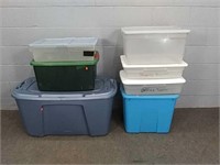 Lot Of 7 Bins And Lids