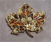 Signed Nolan Miller Large Fall Rhinestone Brooch