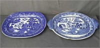 2x The Bid Blue Willow Serving Platters