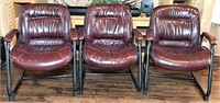 Three Burgundy Lane Office Chairs