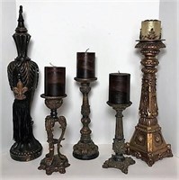 Ceramic Finial and Resin Candleholders