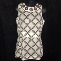 Tory Burch special occasion white/gray top sz 2P